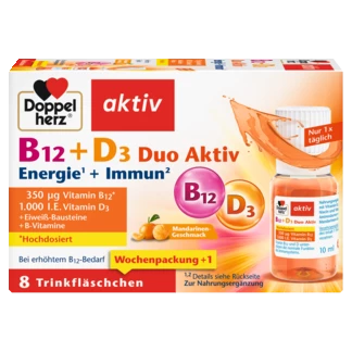 Abbildung der Produktverpackung Doppelherz aktiv B12 + D3 Duo Aktiv Frontansicht